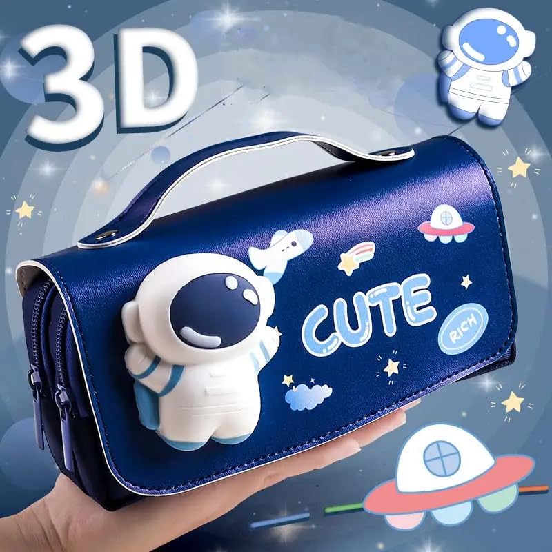 SkyShopy Cute Astronaut Pencil Pouch for Girls and Boys,Big Pencil Case for Kid,Zipper Pencil Kit Stationary Storage Box for School Children,Stationery Organizer Pen Box for Students SkyShopy Cute Astronaut Pencil Pouch for Girls and Boys,Big Pencil Case for Kid,Zipper Pencil Kit Stationary Storage Box for School Children,Stationery Organizer Pen Box for Students